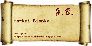 Harkai Bianka névjegykártya